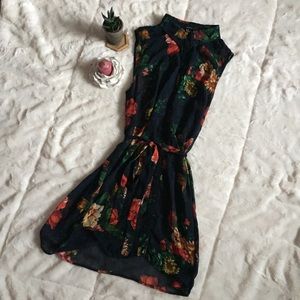 Forever 21 Semi sheer floral button up tie dress